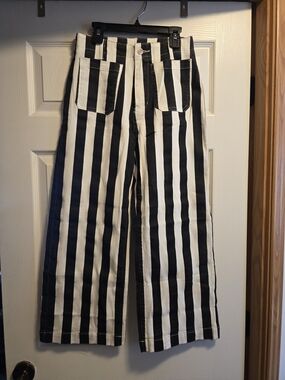 Black Striped Ankle Jeans
